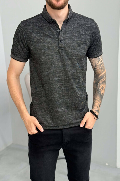SIMPLE DESIGN POLO NECK MEN T-SHIRT BLACK/ E ZEZE - 4