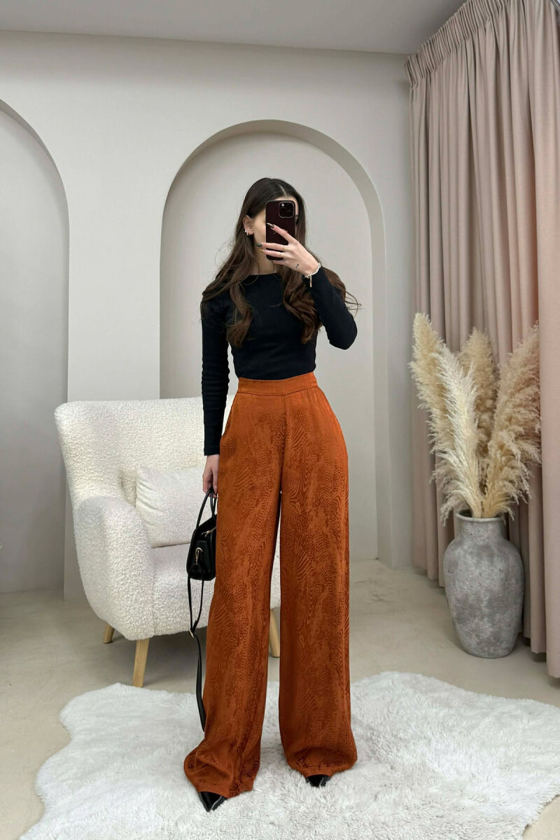 SIMPLE DESIGN WOMEN TROUSERS BRICK/TULLE - 2