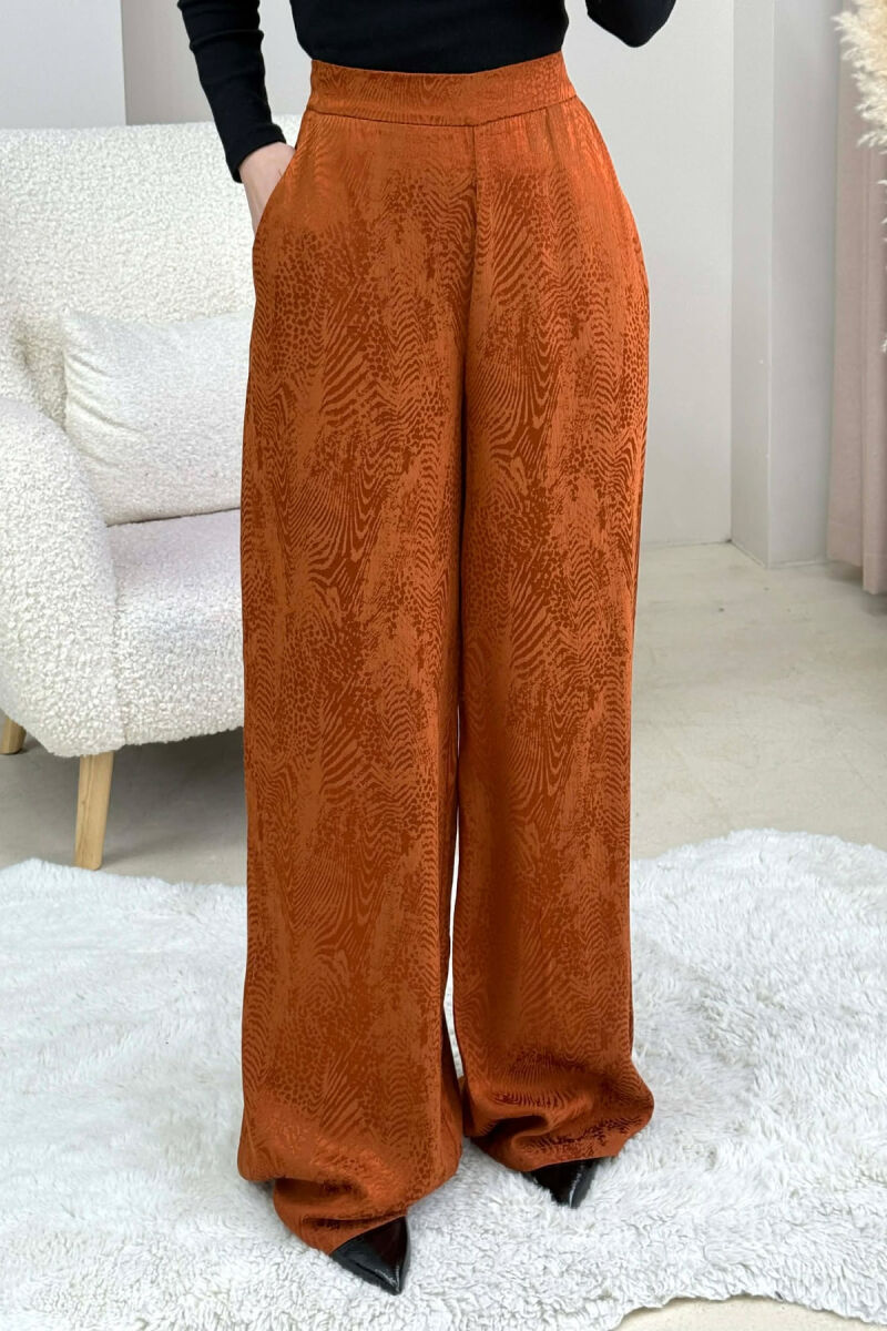 SIMPLE DESIGN WOMEN TROUSERS BRICK/TULLE - 1