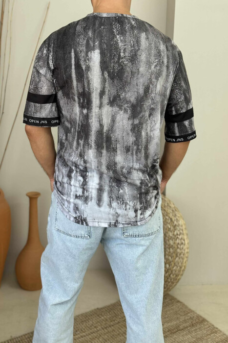 SIMPLE DESIGNED MEN T-SHIRT DARK GREY/GEE - 3