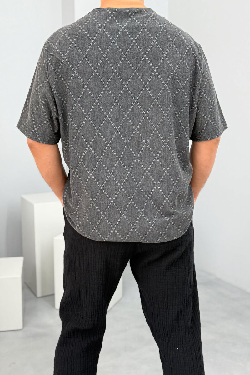 SIMPLE DESIGNED MEN T-SHIRT DARK GREY/GEE - 3