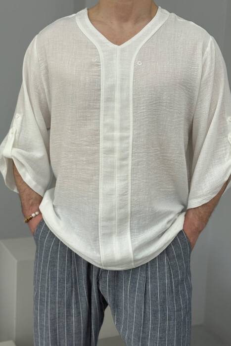 SIMPLE DESIGNED MEN T-SHIRT WHITE-E BARDHE - 3