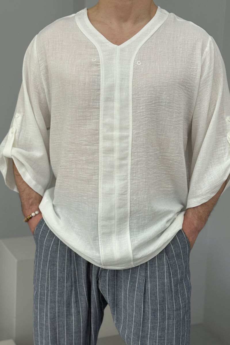 SIMPLE DESIGNED MEN T-SHIRT WHITE-E BARDHE - 3