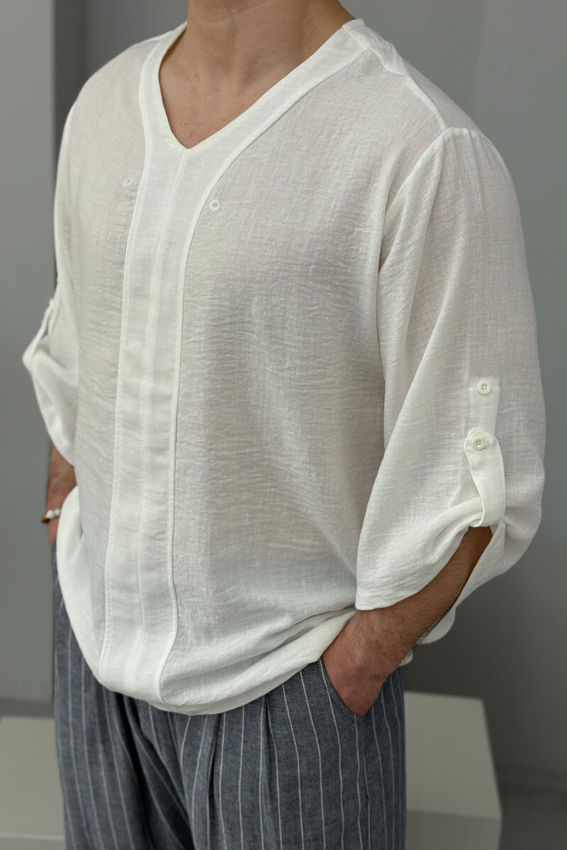 SIMPLE DESIGNED MEN T-SHIRT WHITE-E BARDHE - 4
