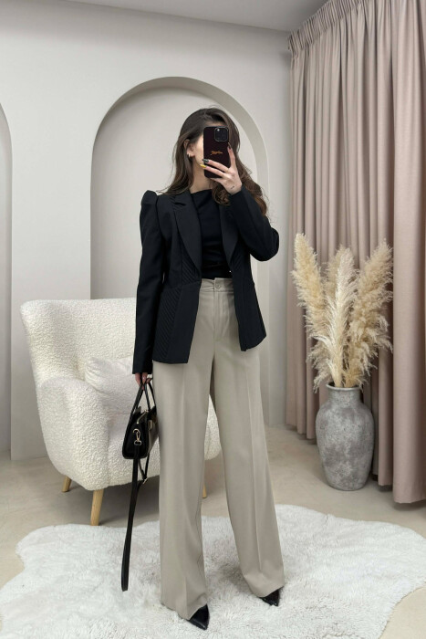 SIMPLE DESIGNED ONE COLOR WOMEN JACKET BLACK/ E ZEZE - 1