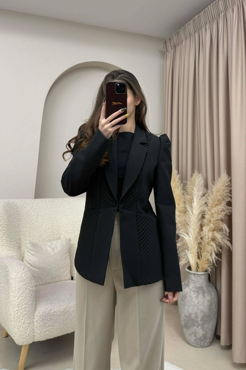 SIMPLE DESIGNED ONE COLOR WOMEN JACKET BLACK/ E ZEZE - 5