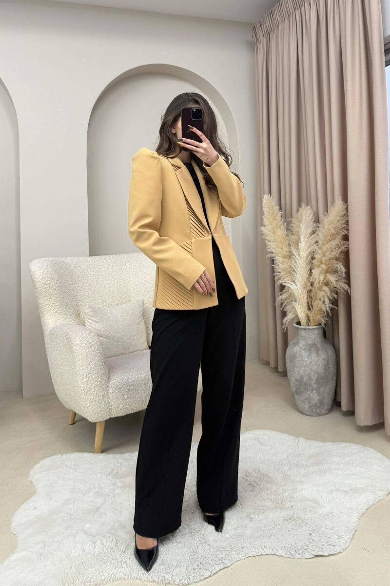 SIMPLE DESIGNED ONE COLOR WOMEN JACKET DARK BEIGE/BEZHE ERRET - 1