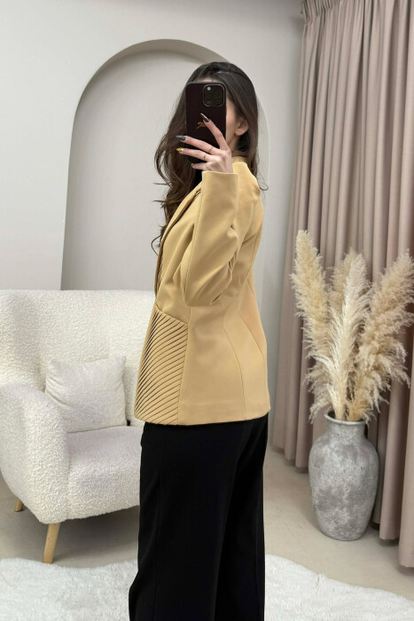 SIMPLE DESIGNED ONE COLOR WOMEN JACKET DARK BEIGE/BEZHE ERRET - 3