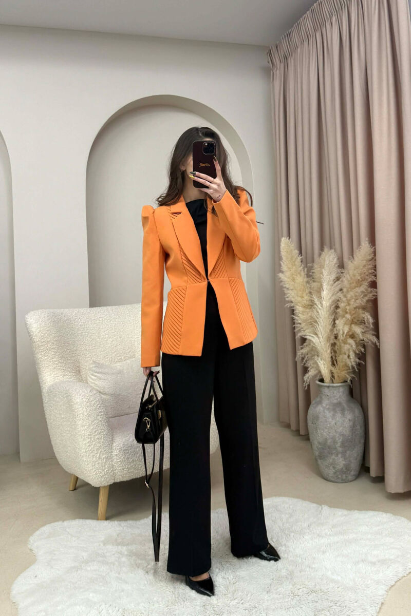 SIMPLE DESIGNED ONE COLOR WOMEN JACKET ORANGE/PORTOKALLI - 1