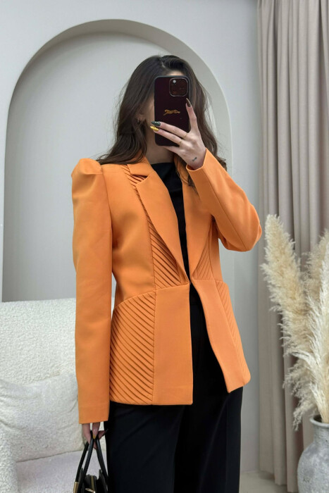 SIMPLE DESIGNED ONE COLOR WOMEN JACKET ORANGE/PORTOKALLI - 2