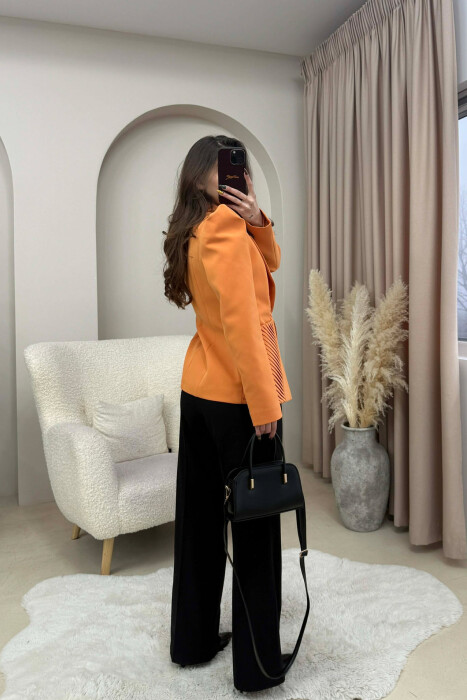 SIMPLE DESIGNED ONE COLOR WOMEN JACKET ORANGE/PORTOKALLI - 4