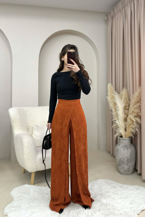 SIMPLE DESIGNED WOMEN TROUSERS BRICK/TULLE - 2