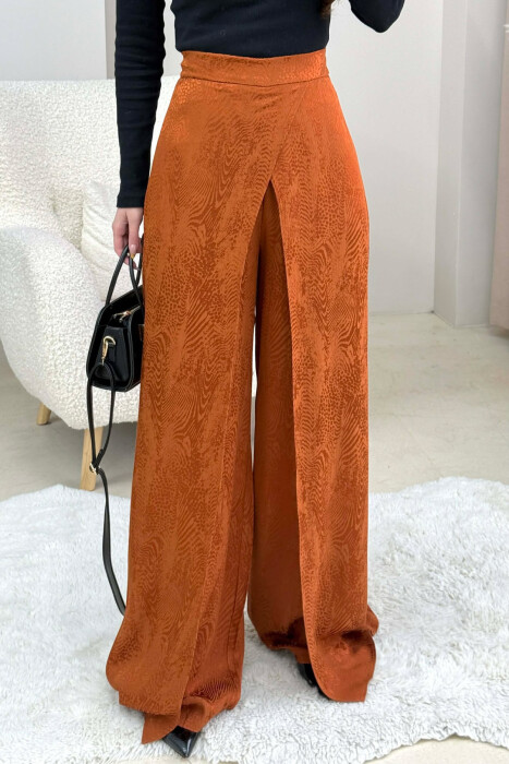 SIMPLE DESIGNED WOMEN TROUSERS BRICK/TULLE - 1