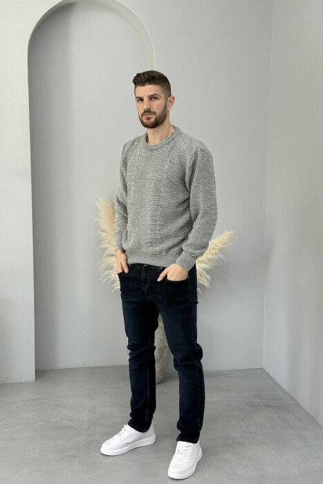SIMPLE DESING KNITTED MEN SWEATER GREY/GRI 