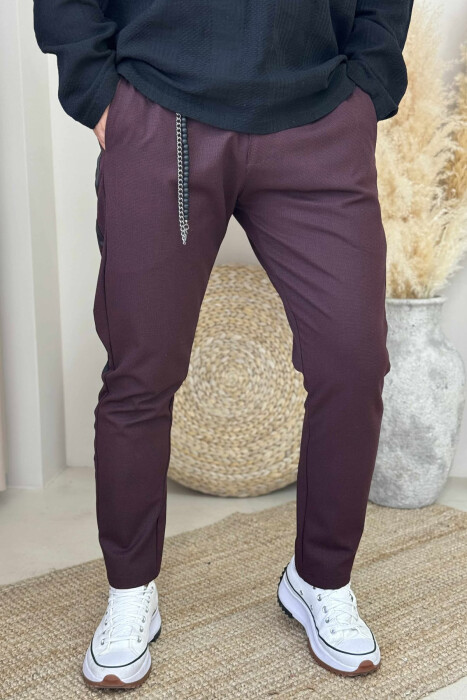 SIMPLE DETAIL MEN PANTS BURGUNDY/VISHNJE - 3