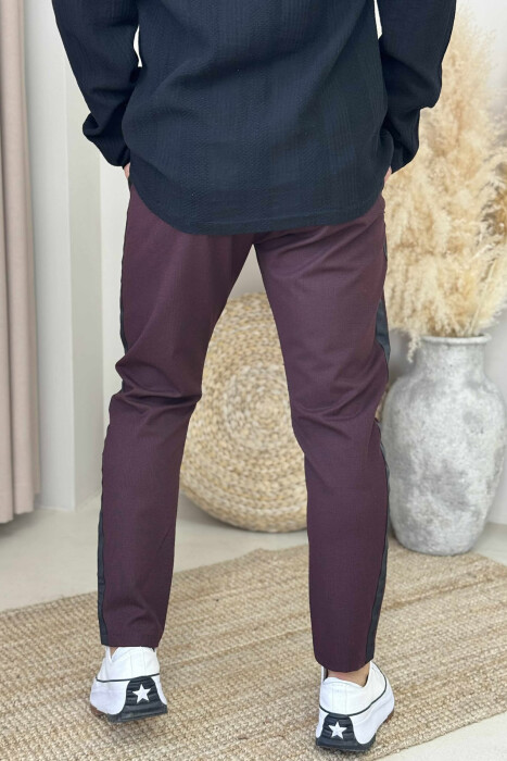 SIMPLE DETAIL MEN PANTS BURGUNDY/VISHNJE - 4
