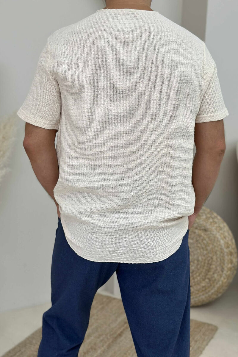 SIMPLE DETAILED MEN T-SHIRT LIGHT BEIGE/BZHZB - 4