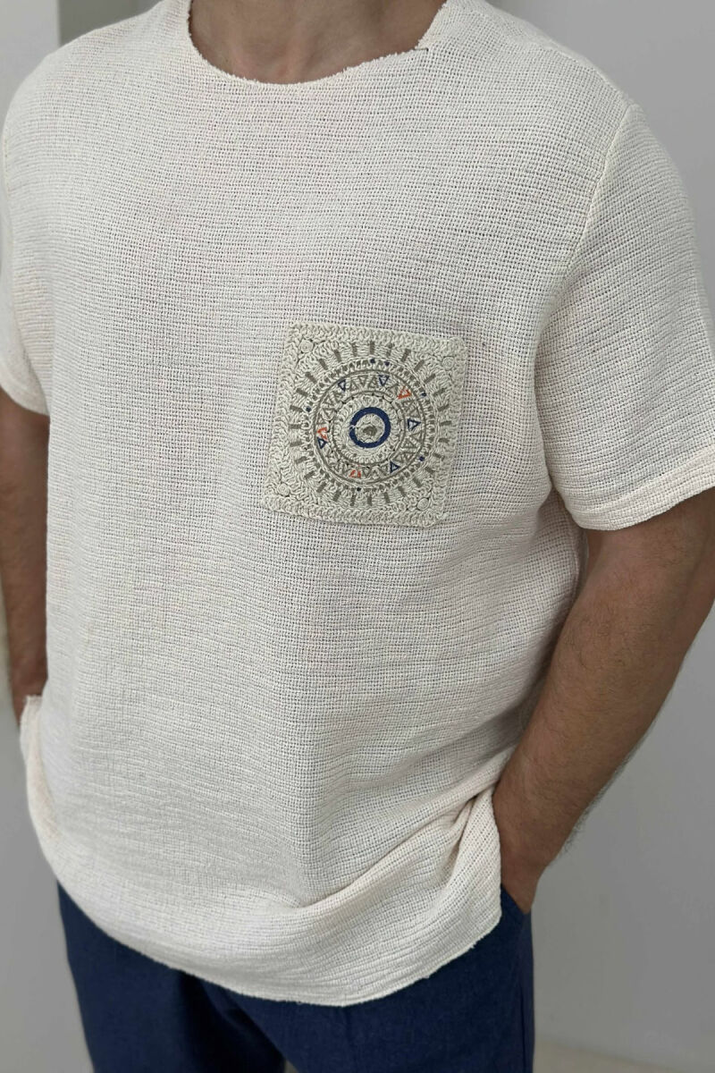 SIMPLE DETAILED MEN T-SHIRT LIGHT BEIGE/BZHZB - 2