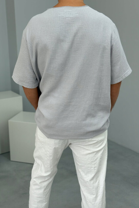 SIMPLE DETAILED MEN T-SHIRT LIGHT GREY/GZ - 3