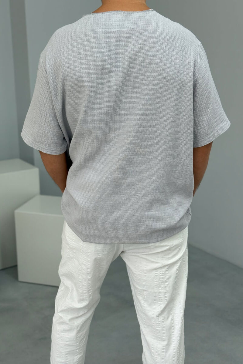 SIMPLE DETAILED MEN T-SHIRT LIGHT GREY/GZ - 3