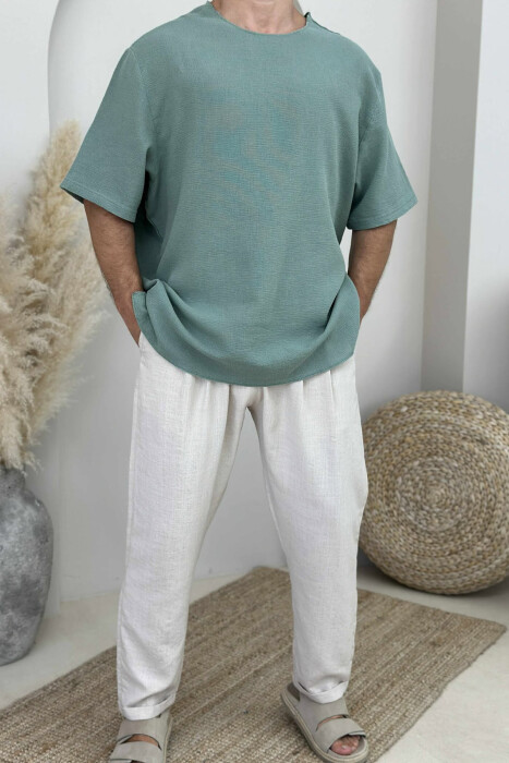 SIMPLE DETAILED MEN T-SHIRT MINT/MENTE - 1