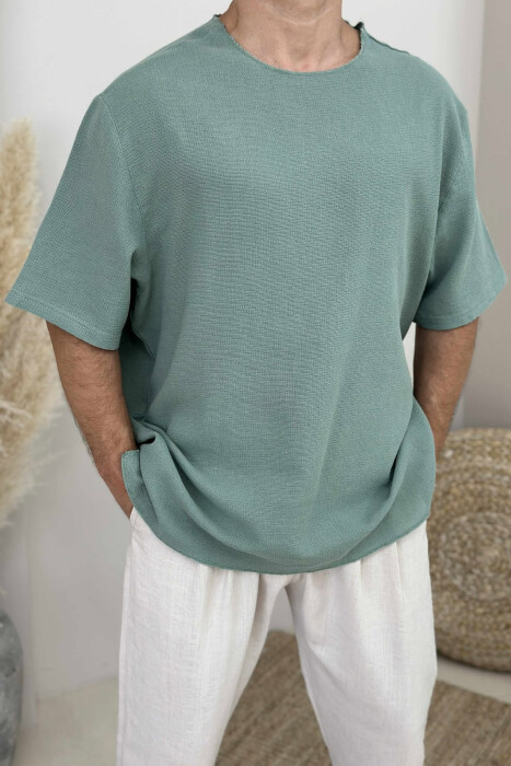 SIMPLE DETAILED MEN T-SHIRT MINT/MENTE - 2