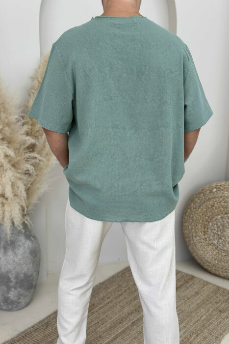 SIMPLE DETAILED MEN T-SHIRT MINT/MENTE - 3