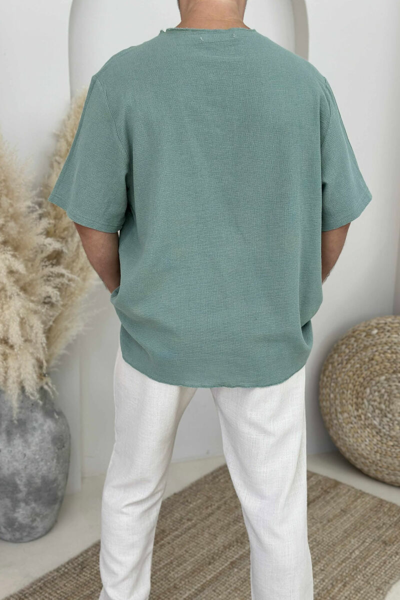 SIMPLE DETAILED MEN T-SHIRT MINT/MENTE - 3