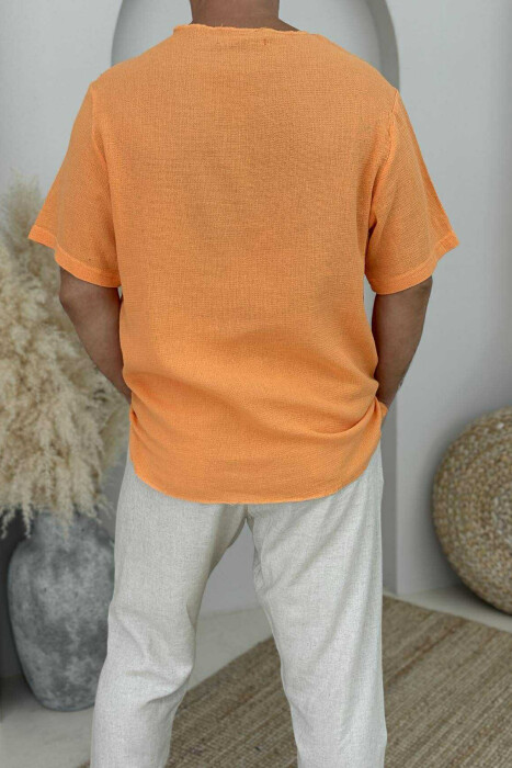 SIMPLE DETAILED MEN T-SHIRT ORANGE/PORTOKALLI - 3