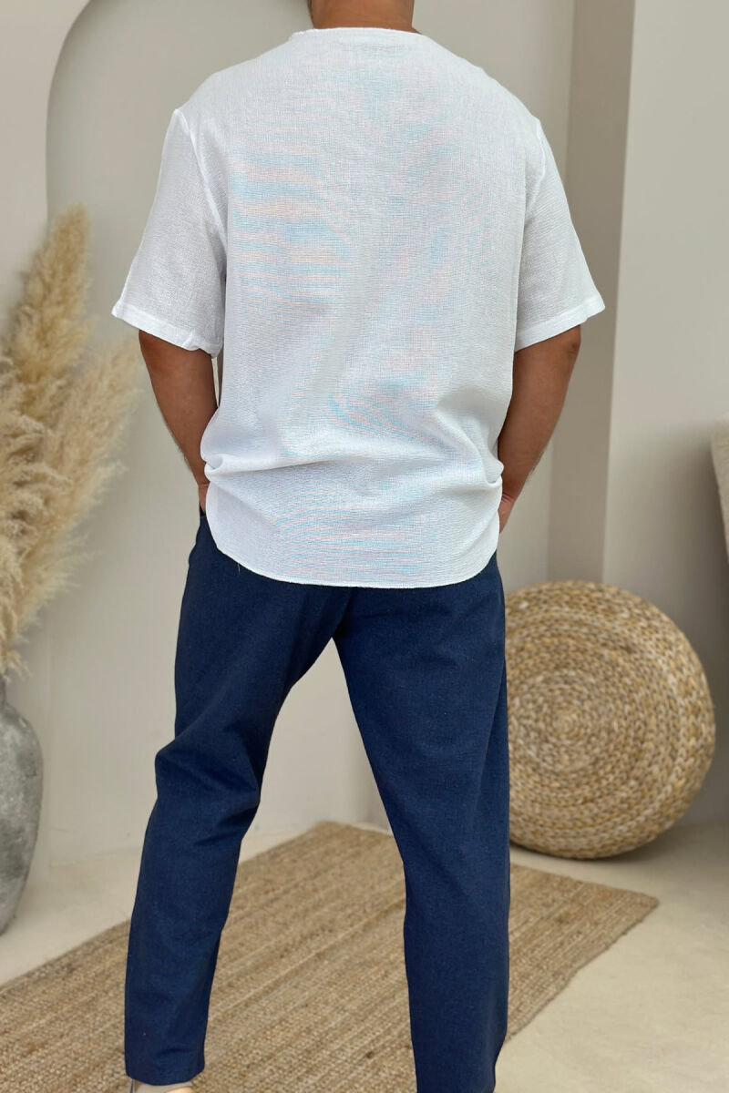 SIMPLE DETAILED MEN T-SHIRT WHITE-E BARDHE - 4