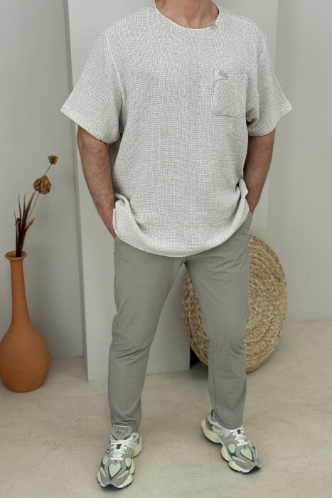 SIMPLE DETAILS MEN T-SHIRT BEIGE/BEZHE - KLAUDIO FASHION