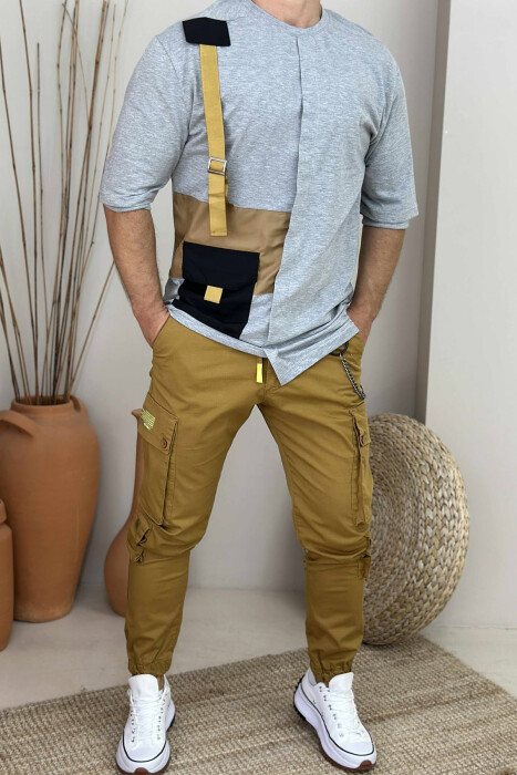 SIMPLE DETAILS ROUND NECK MEN T-SHIRT GREY/GRI - 1