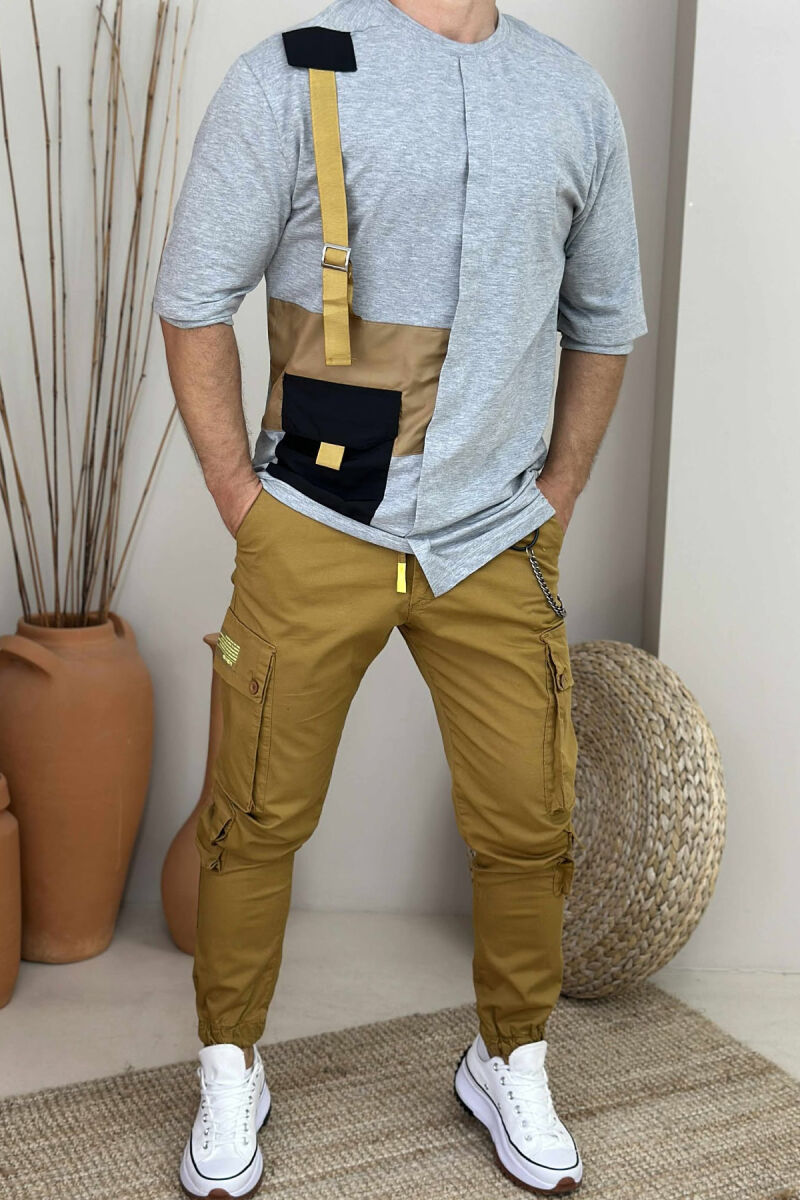 SIMPLE DETAILS ROUND NECK MEN T-SHIRT GREY/GRI - 1