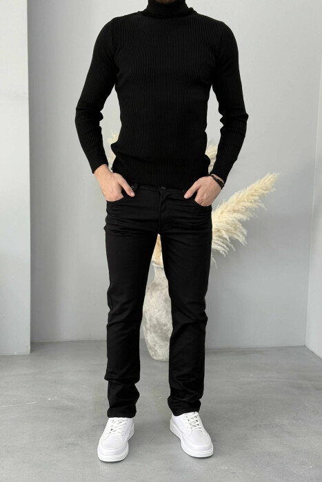 SIMPLE ELASTIC FORMAL MEN JEANS BLACK/ E ZEZE - KLAUDIO FASHION