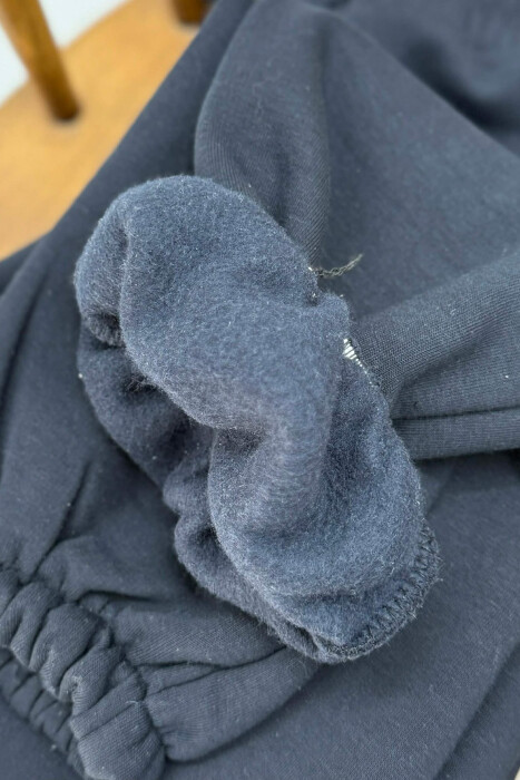 SIMPLE ELASTIC WAIST LACINGS FLUFFY WOMEN JOGGERS DARK BLUE/BEE - 5