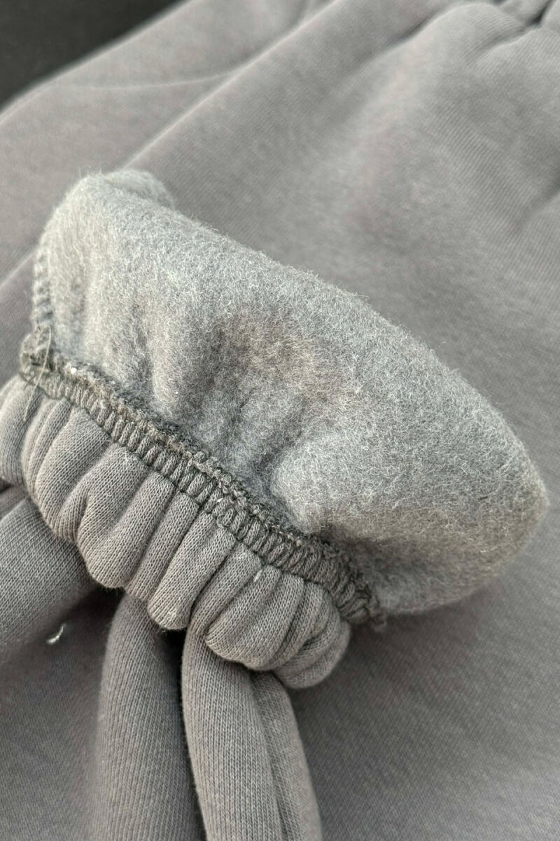 SIMPLE ELASTIC WAIST LACINGS FLUFFY WOMEN JOGGERS DARK GREY/GEE - 6