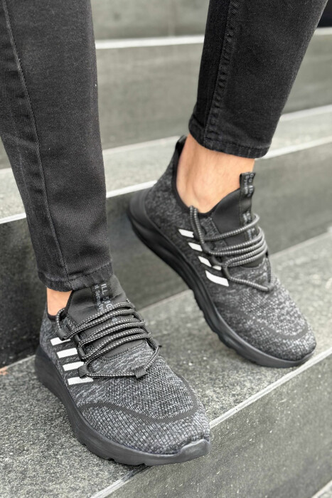 SIMPLE EVERYDAY LACING MEN SNEAKERS BLACK-GREY/ZEGR - 1