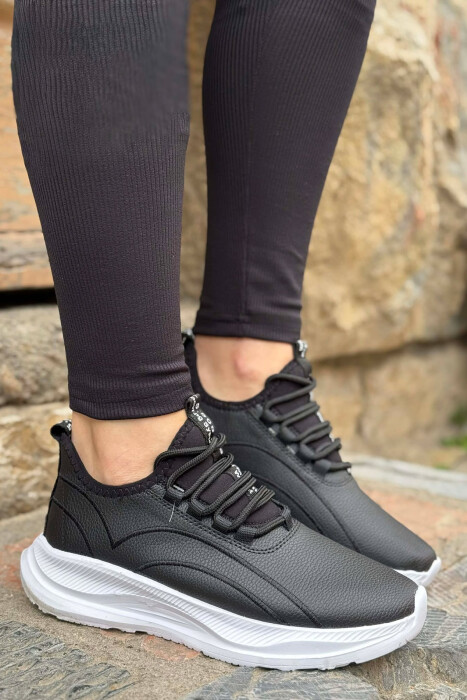SIMPLE EVERYDAY LACING WOMAN SNEAKERS BLACK-WHITE/ZB - 1