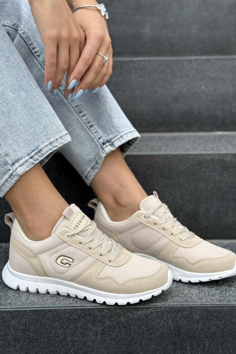 SIMPLE EVERYDAY ONE COLOR WOMEN SNEAKERS BEIGE/BEZHE - 2