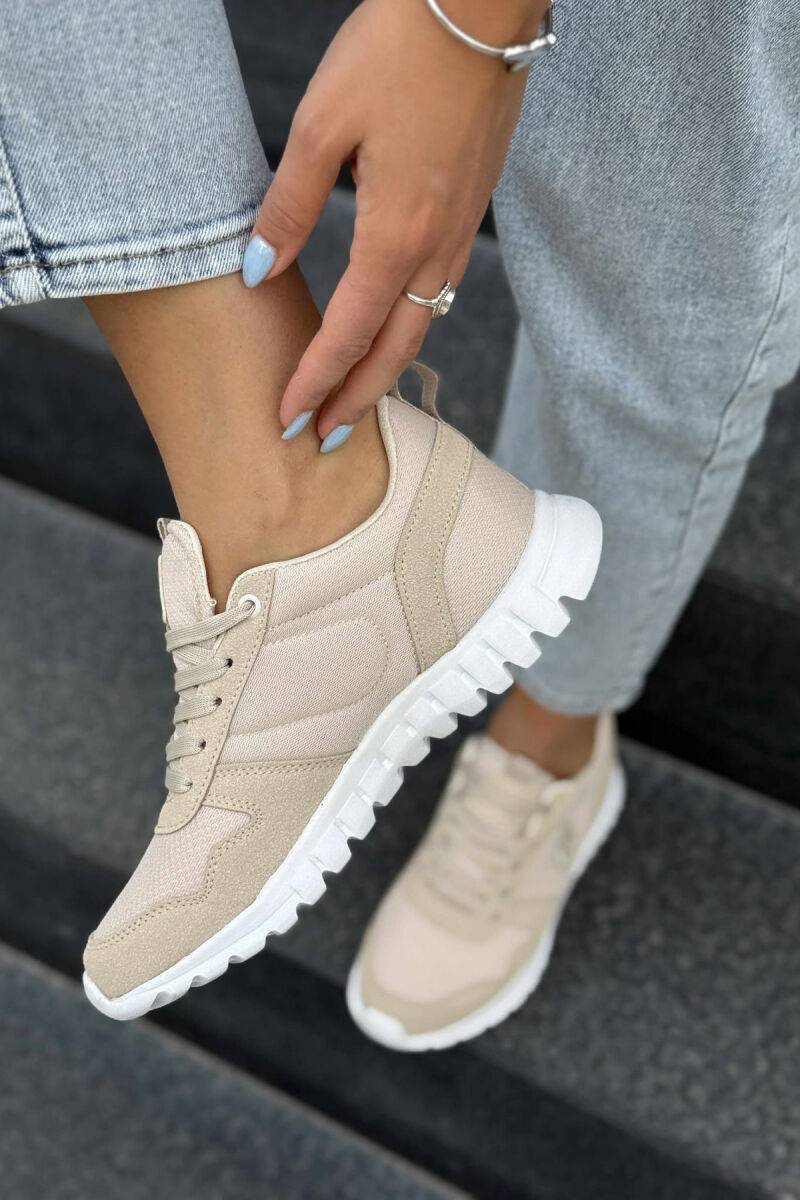 SIMPLE EVERYDAY ONE COLOR WOMEN SNEAKERS BEIGE/BEZHE - 4