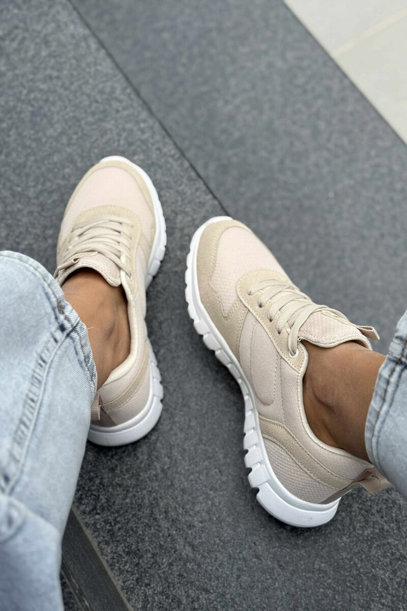 SIMPLE EVERYDAY ONE COLOR WOMEN SNEAKERS BEIGE/BEZHE - 5
