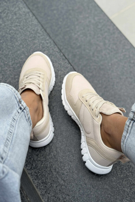 SIMPLE EVERYDAY ONE COLOR WOMEN SNEAKERS BEIGE/BEZHE - 5