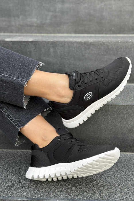 SIMPLE EVERYDAY ONE COLOR WOMEN SNEAKERS BLACK-WHITE/ZEBA - 4