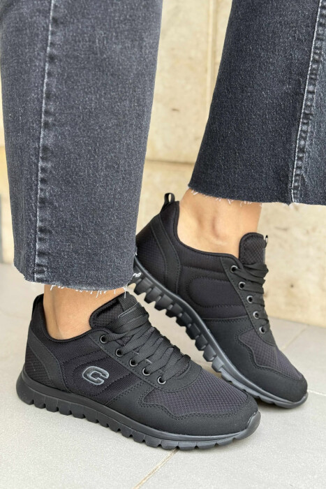SIMPLE EVERYDAY ONE COLOR WOMEN SNEAKERS BLACK/ E ZEZE - 