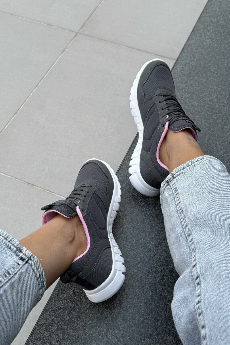SIMPLE EVERYDAY ONE COLOR WOMEN SNEAKERS DARK GREY/GEE - 5