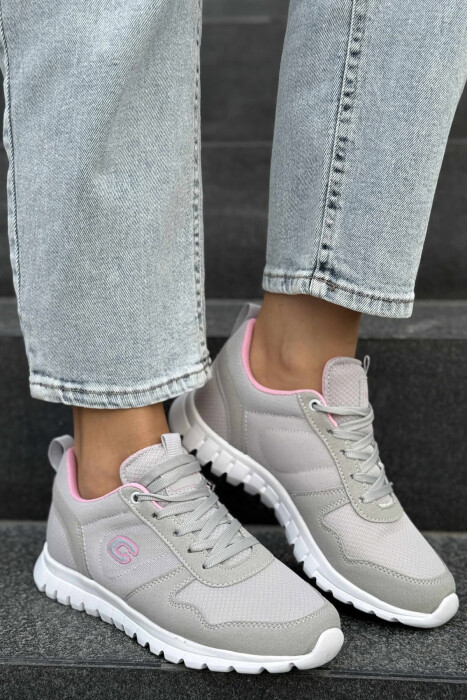 SIMPLE EVERYDAY ONE COLOR WOMEN SNEAKERS LIGHT GREY/GZ - 
