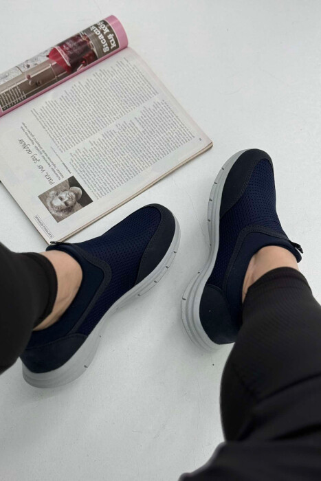 SIMPLE EVERYDAY SLIP ON WOMEN SNEAKERS BLUE/BLU - 4