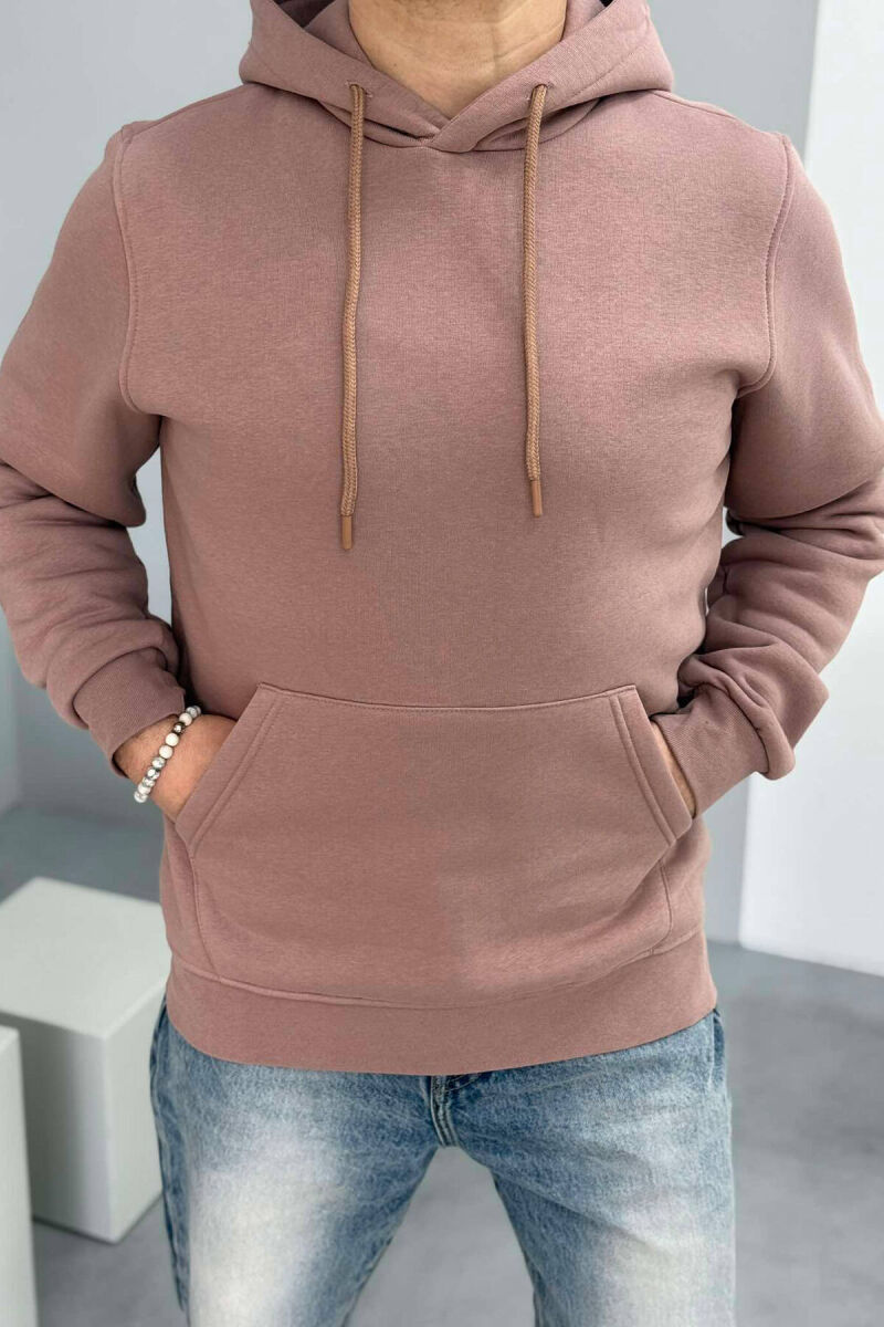 SIMPLE FLUFFY MEN HOODIE IN VINEGAR COLOR - 1