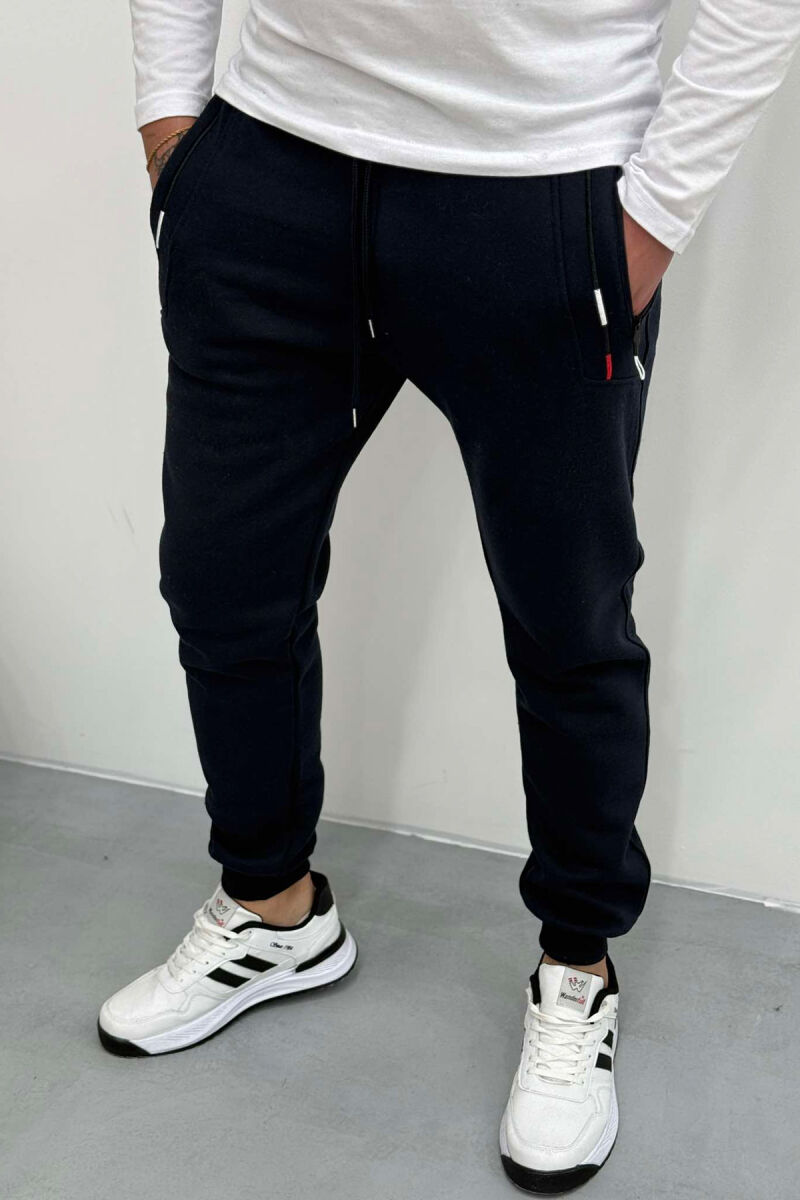 SIMPLE FLUFFY MEN SWEATPANTS DARK BLUE/BEE - 4