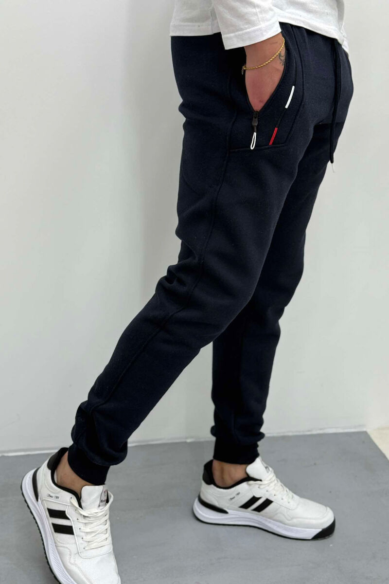 SIMPLE FLUFFY MEN SWEATPANTS DARK BLUE/BEE - 5